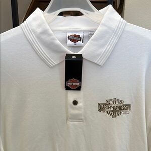 Harley-Davidson White Polo Shirt with Textured Fabric